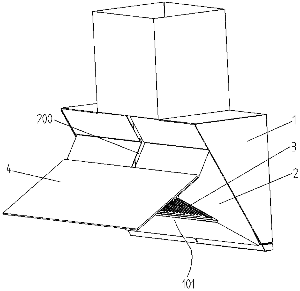 Lateral suction type range hood