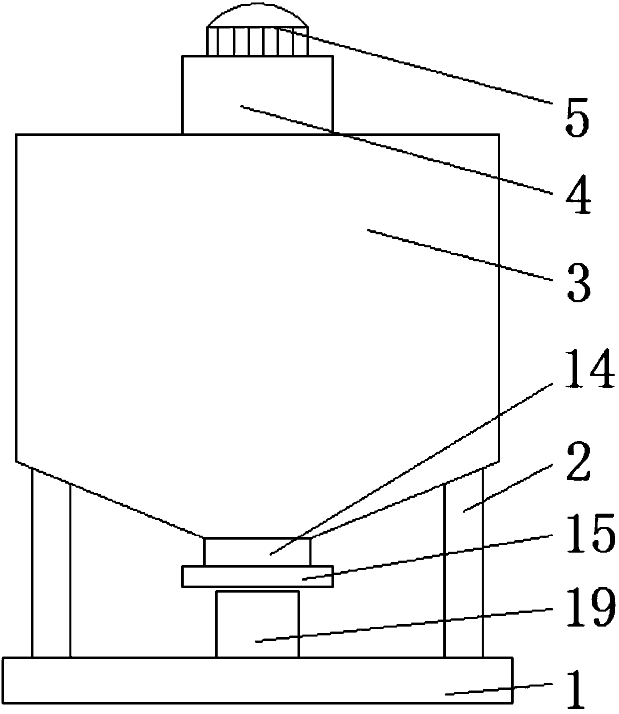 Treatment device for powdery fodder false cakes