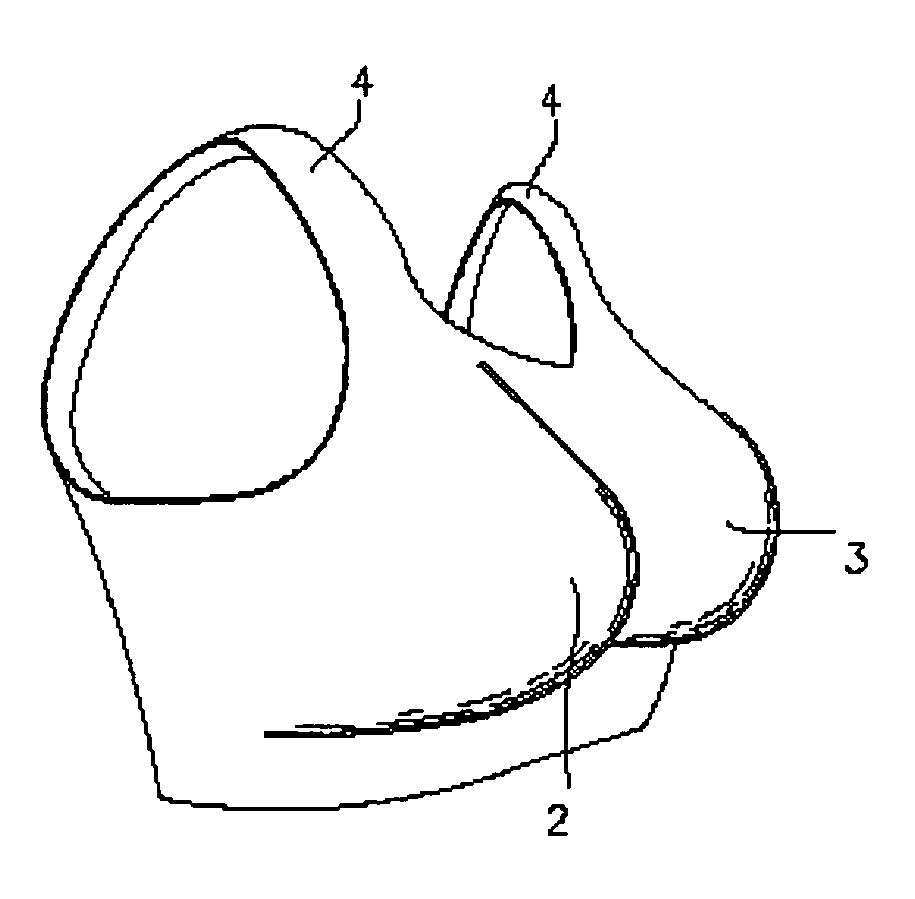 Suspension-styled brassiere primarily for minimization of intra-breast wrinkling