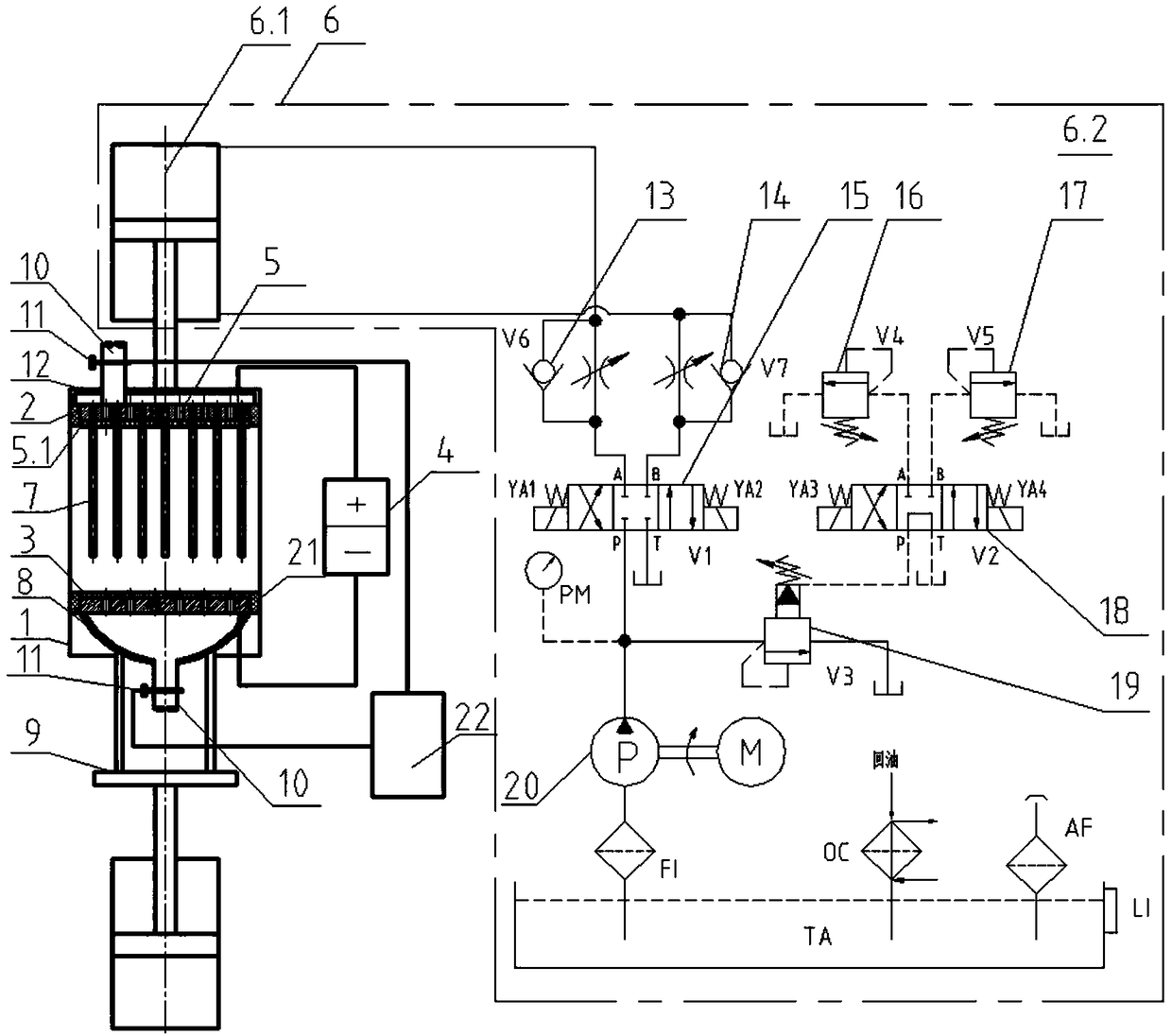 Sewage sludge dewatering device based on coupling of electroosmosis and mechanical filter press