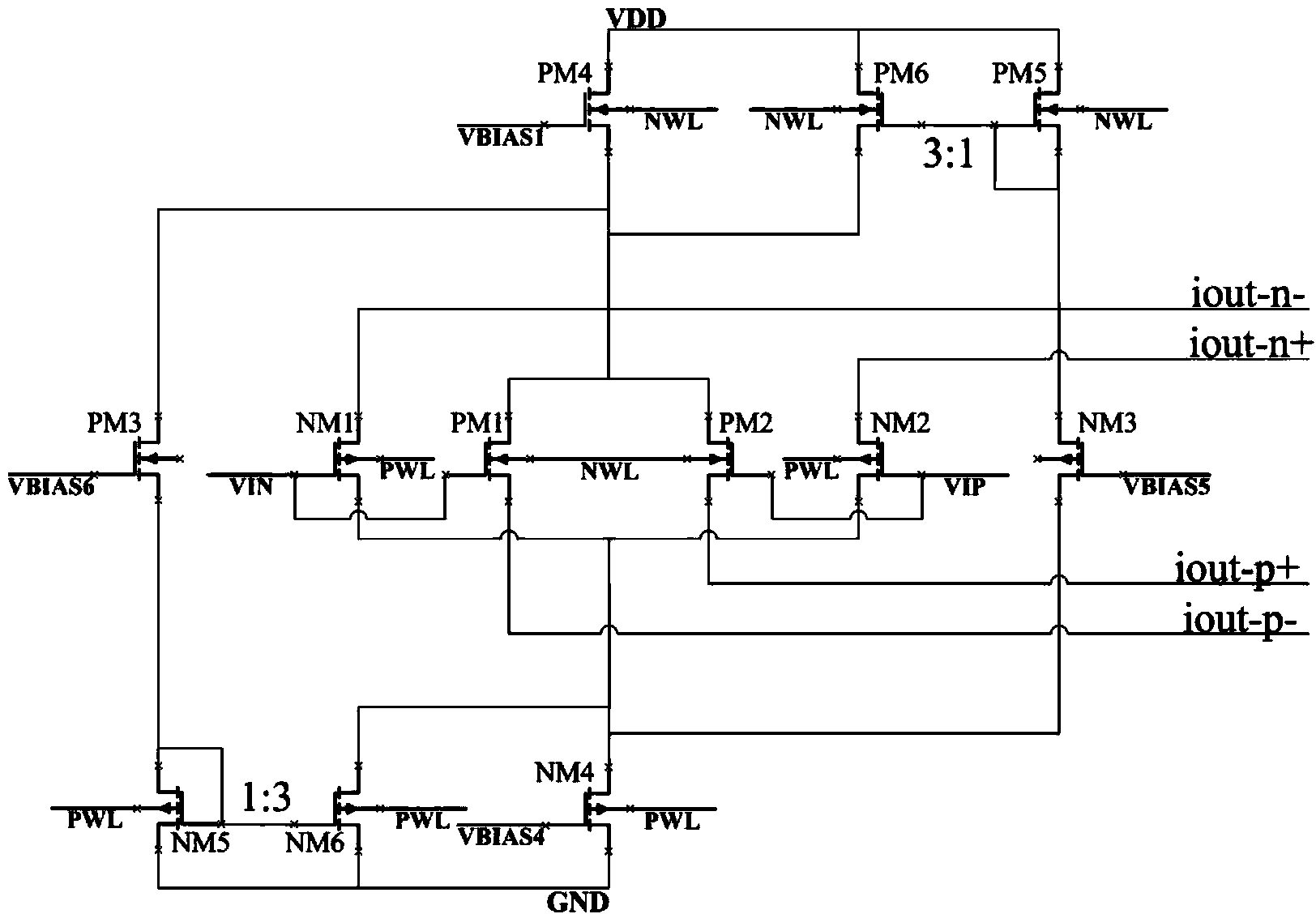 Rail-to-rail differential input circuit