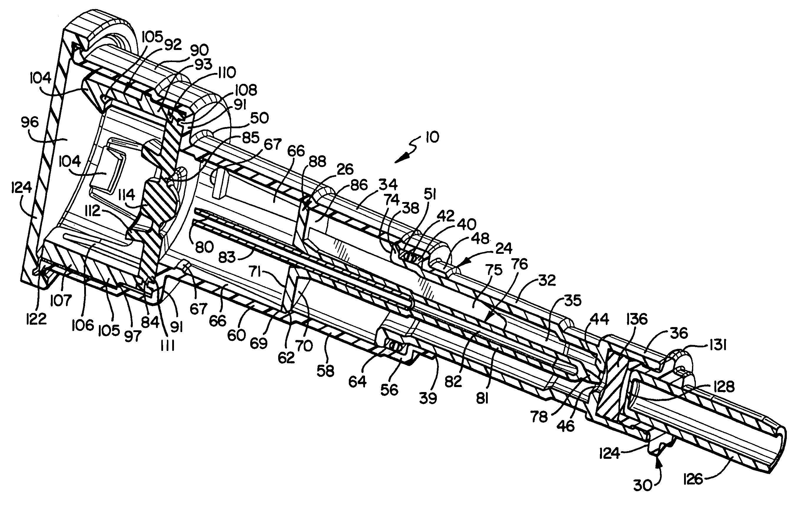 Sliding reconstitution device for a diluent container