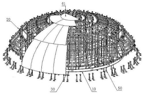 Special supporting device of cover head of nuclear island containment vessel made of steel and transportation method