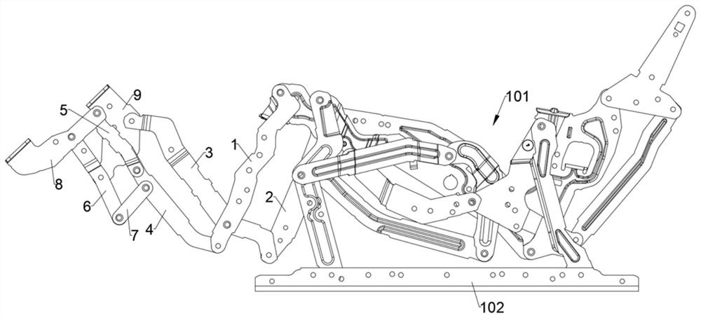 Stool-couch linkage device, frame body and seat