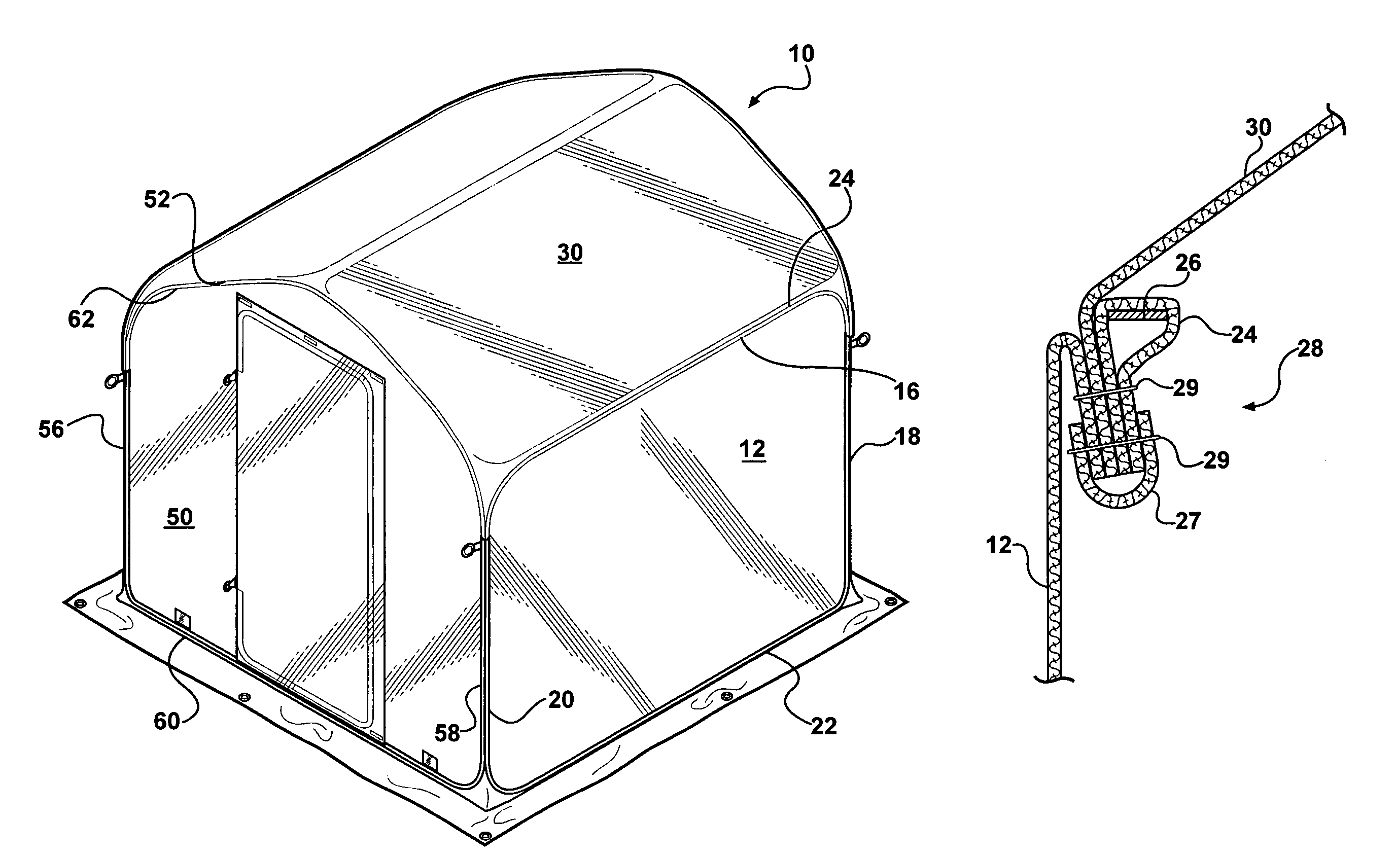 Collapsible structure with integrated sleeve junction