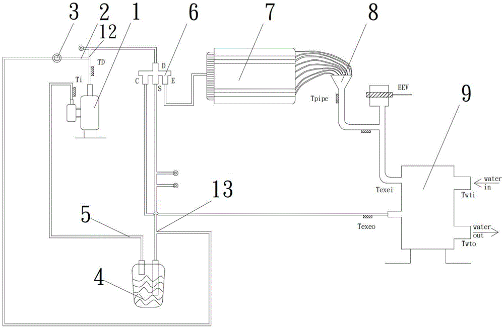 Enhanced vapor injection device of air energy heat pump, control method and water heater for air energy heat pump