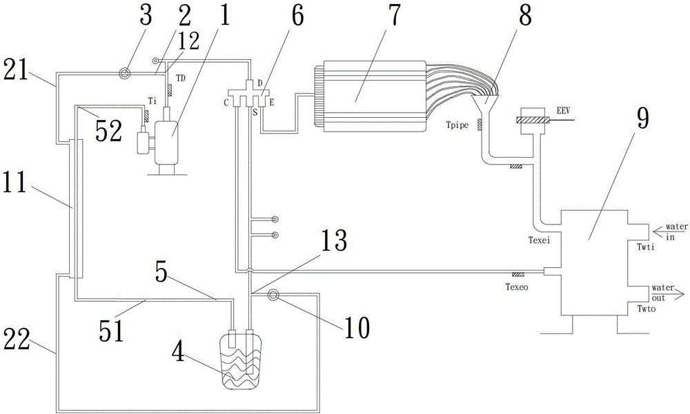 Enhanced vapor injection device of air energy heat pump, control method and water heater for air energy heat pump