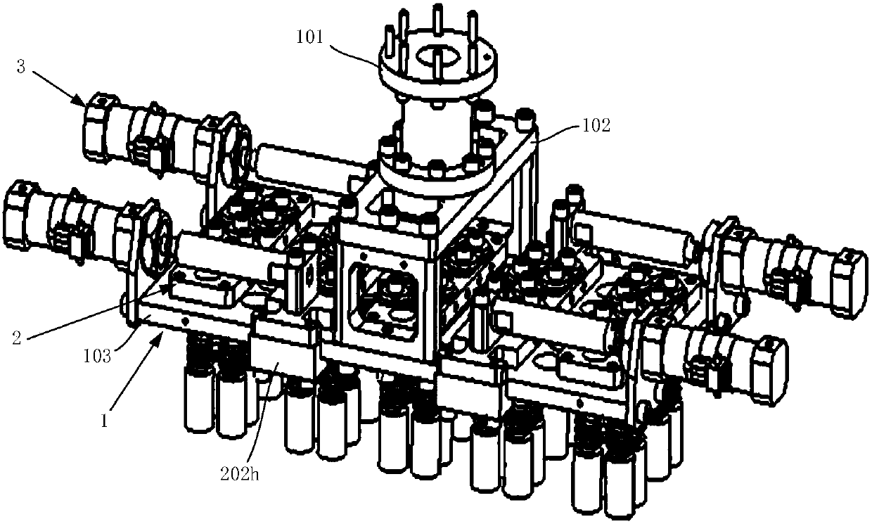 A universal end effector for a robot handling brake pads