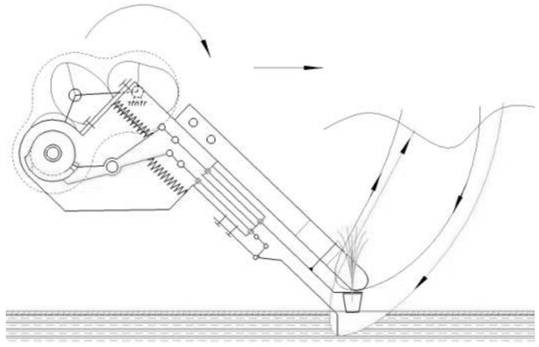 Mechanism for opening holes and transplanting rice pot seedlings on film