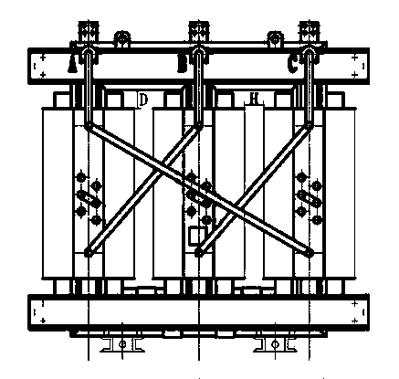 Dry type transformer and production process of high-voltage coil thereof