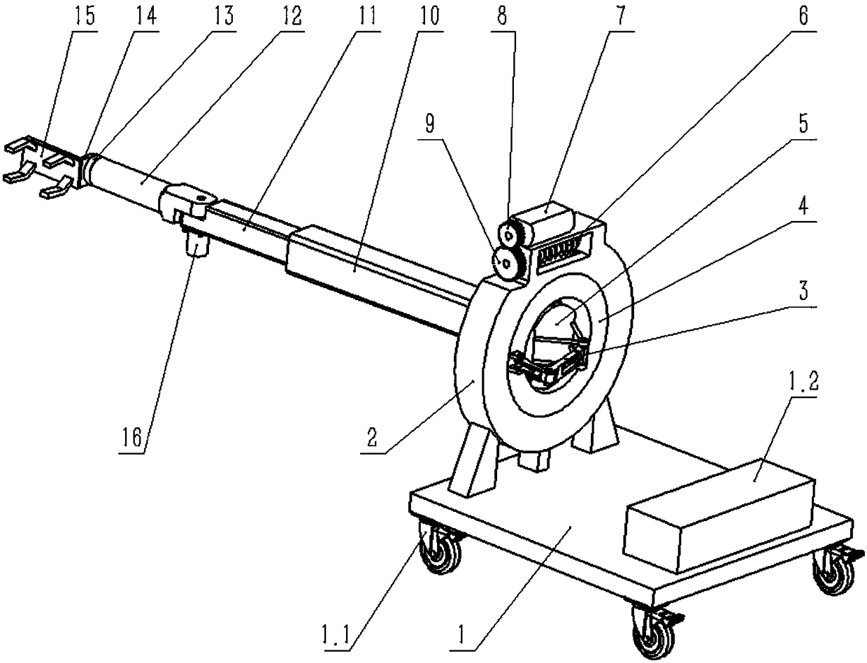 Mechanical arm device for replacing lining plates of ball mill