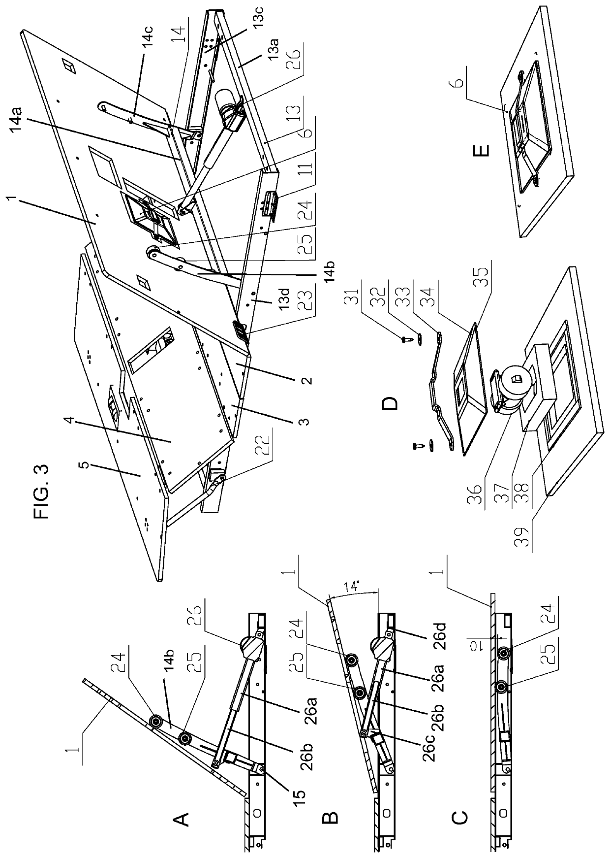 Adjustable bed with folding mechanism