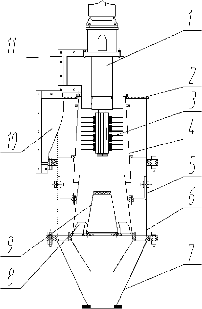 Gas-solid centrifugal separation and exhaust integrated machine