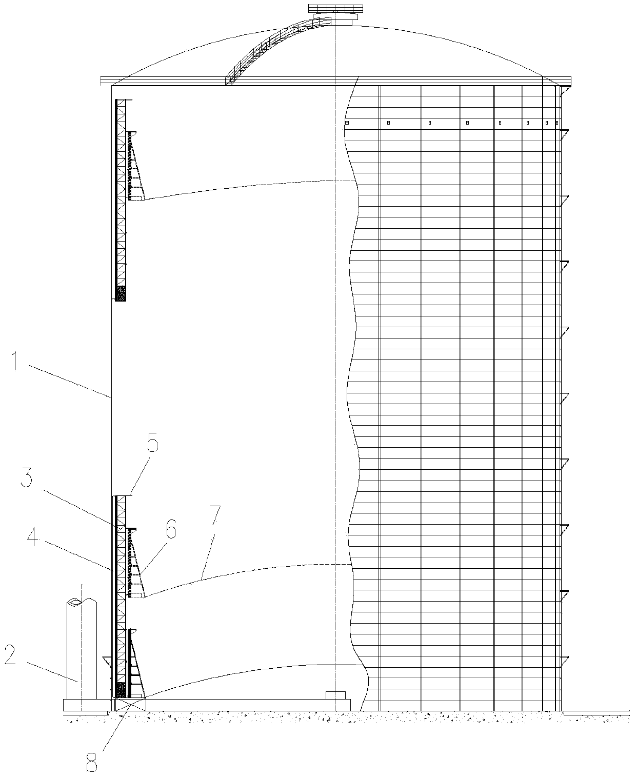 Rope-free leveling system rubber membrane sealing coal gas cabinet