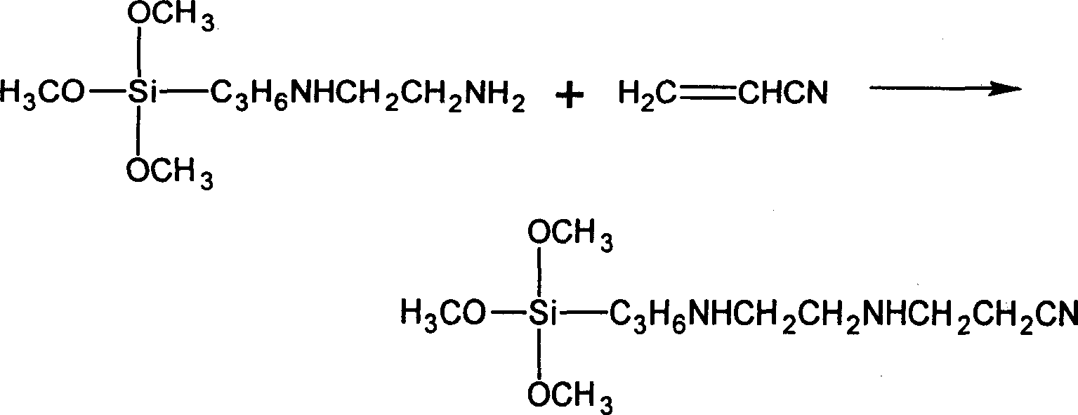 Silicomethane coupling agent containing cyanide and secondary amino and its preparation process and application thereof