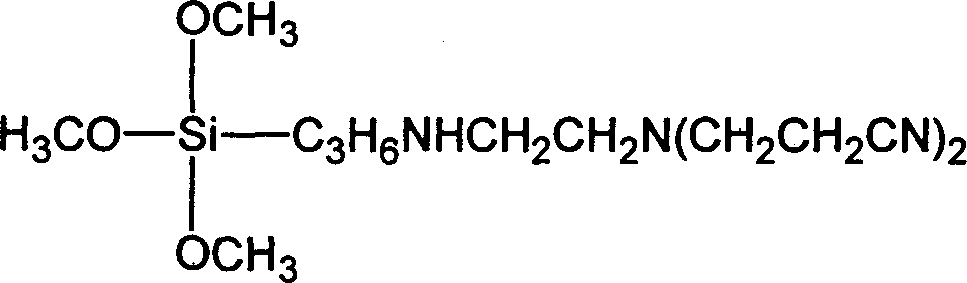 Silicomethane coupling agent containing cyanide and secondary amino and its preparation process and application thereof