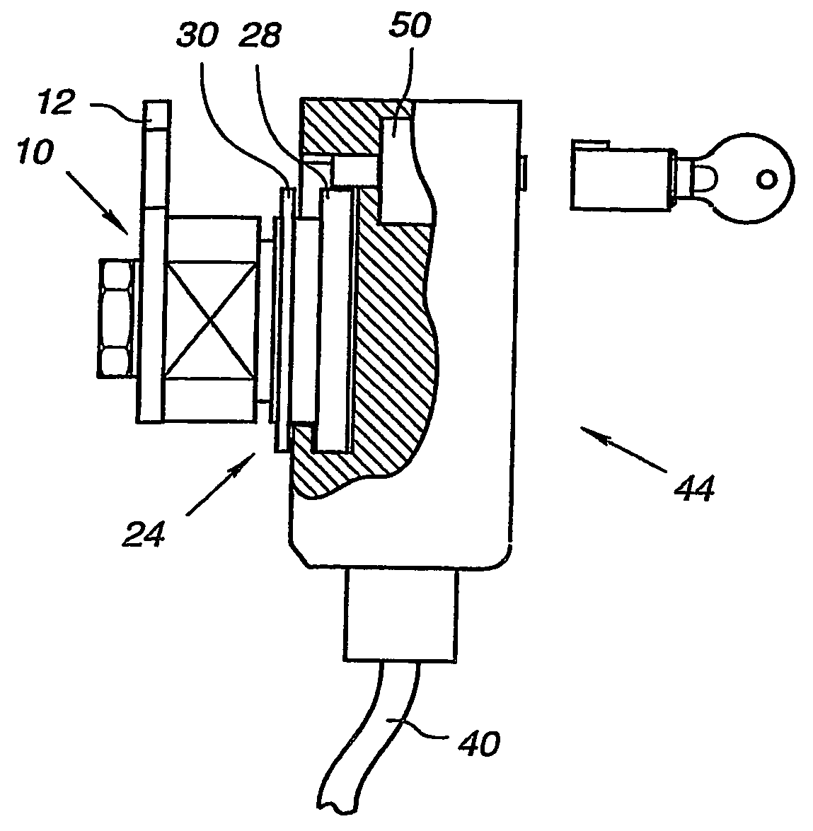 Arrangement for arresting a portable object to a stationary object by a cable