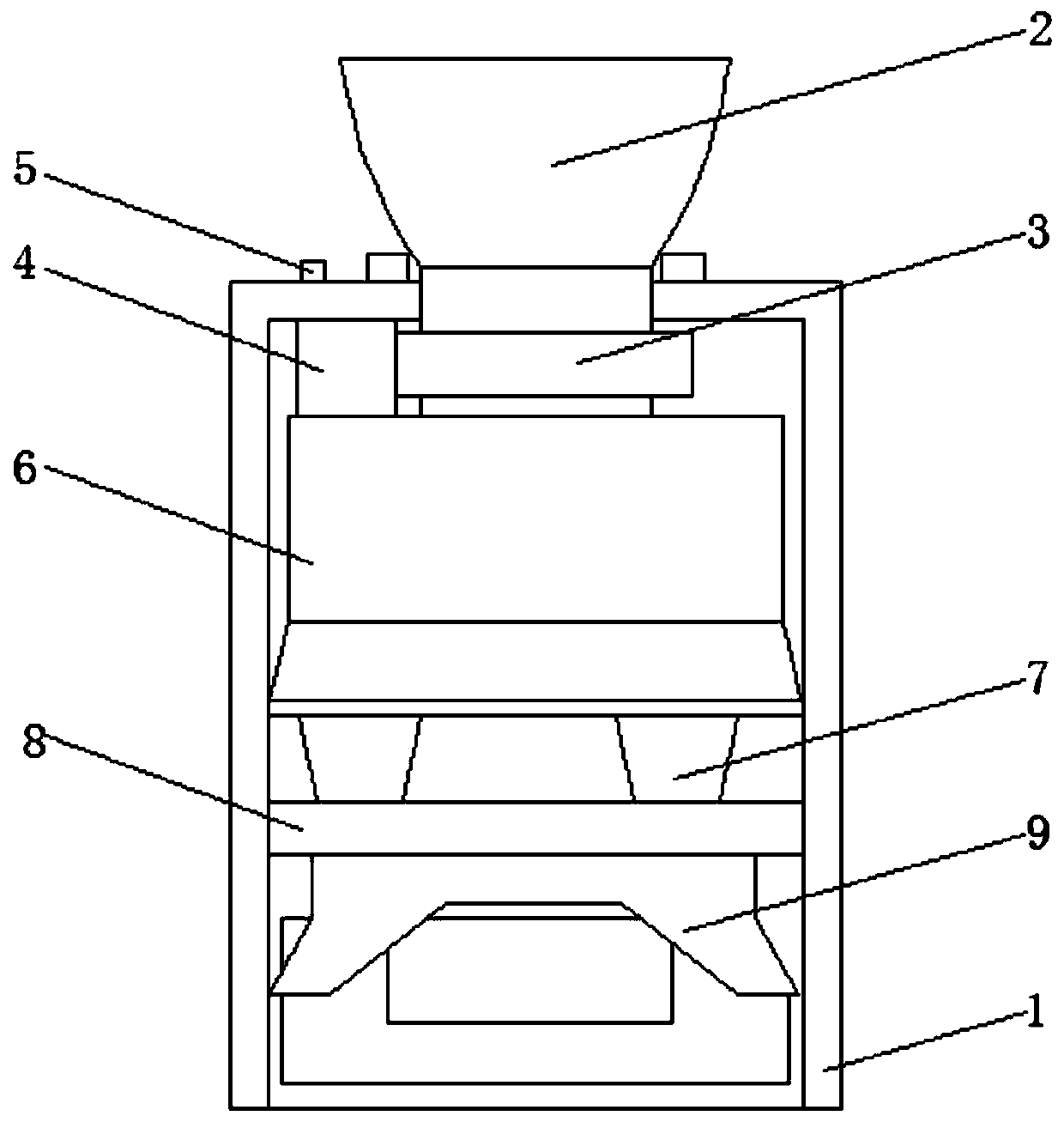 Vibration aiding device of discharging table of sorting machine