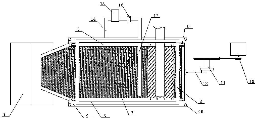 Swinging filtering-separating screen for screening resin