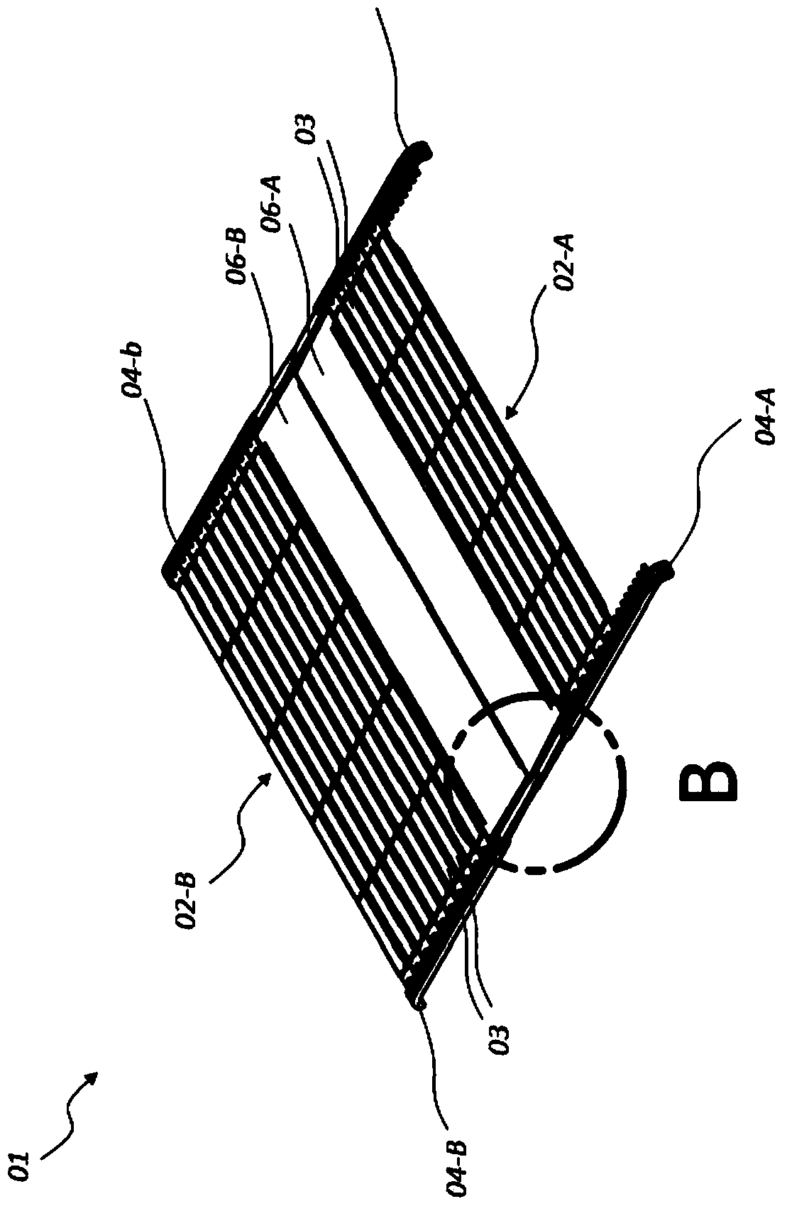 Roller shutter having two counter-rotating blinds and handling head equipped therewith for handling articles