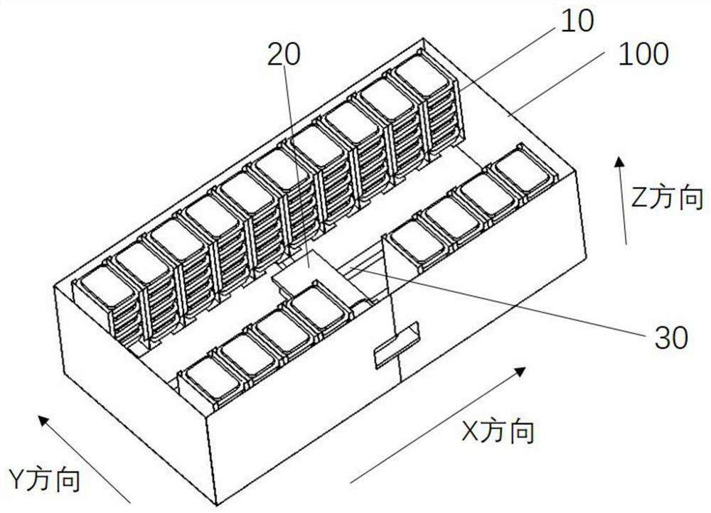 A container, an unmanned vehicle, and a method for picking up goods from an unmanned vehicle container