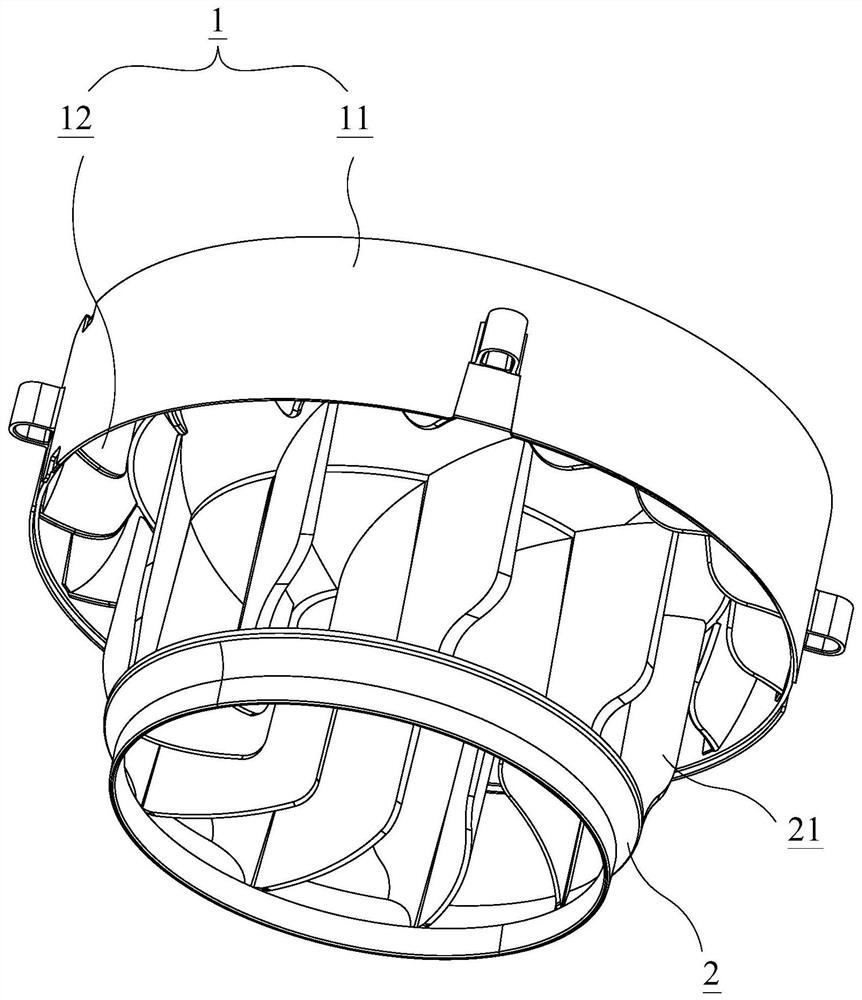 Enveloping type wind wheel air duct structure