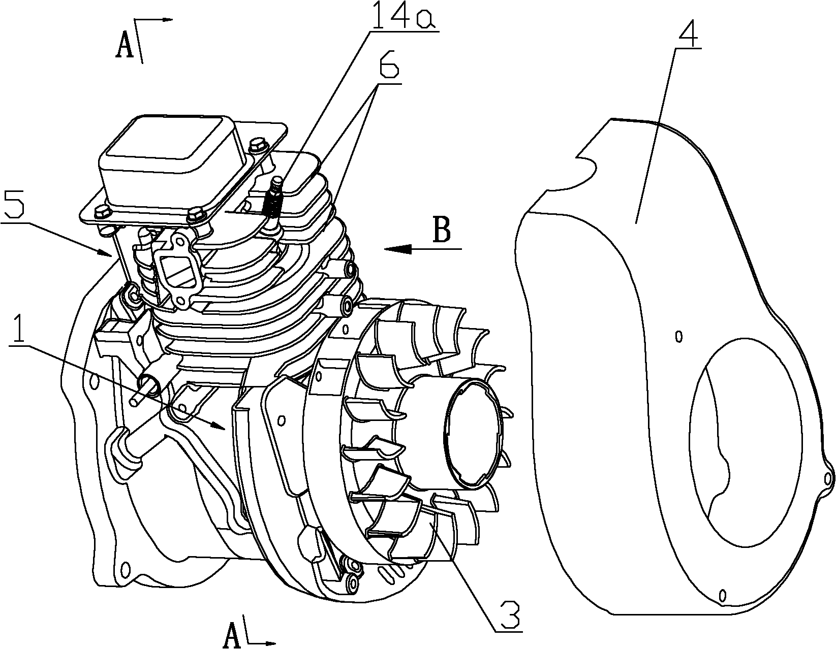 Forced air cooling engine