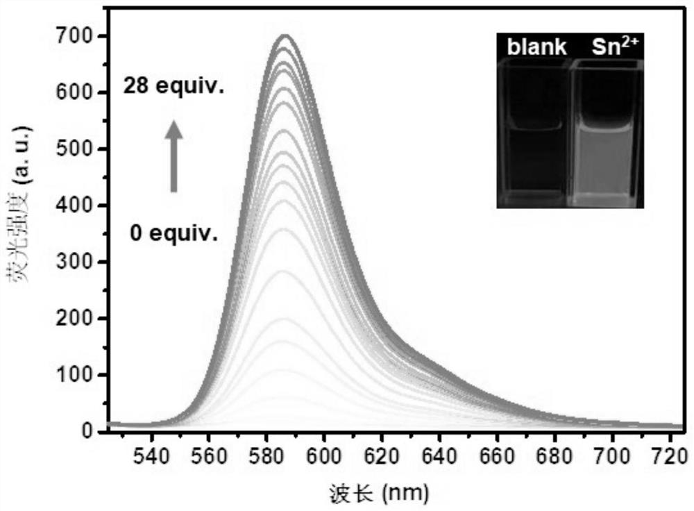 Preparation method of phenyl hydrazino thioformate-rhodamine fluorescent molecule, prepared fluorescent molecule and application of fluorescent molecule