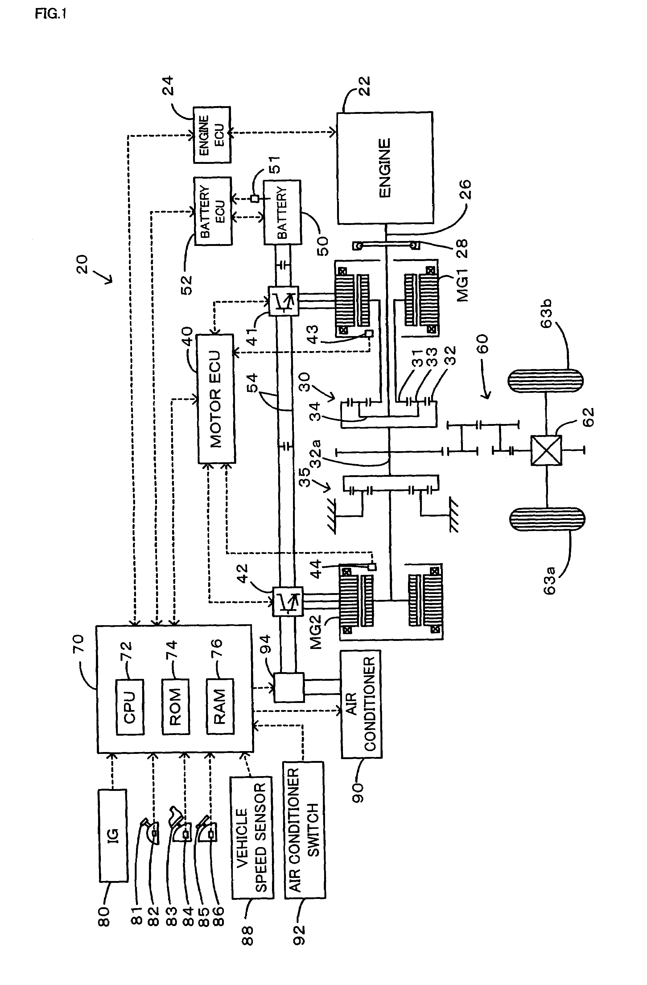 Power output apparatus, method of controlling power output apparatus, and automobile with power output apparatus mounted thereon