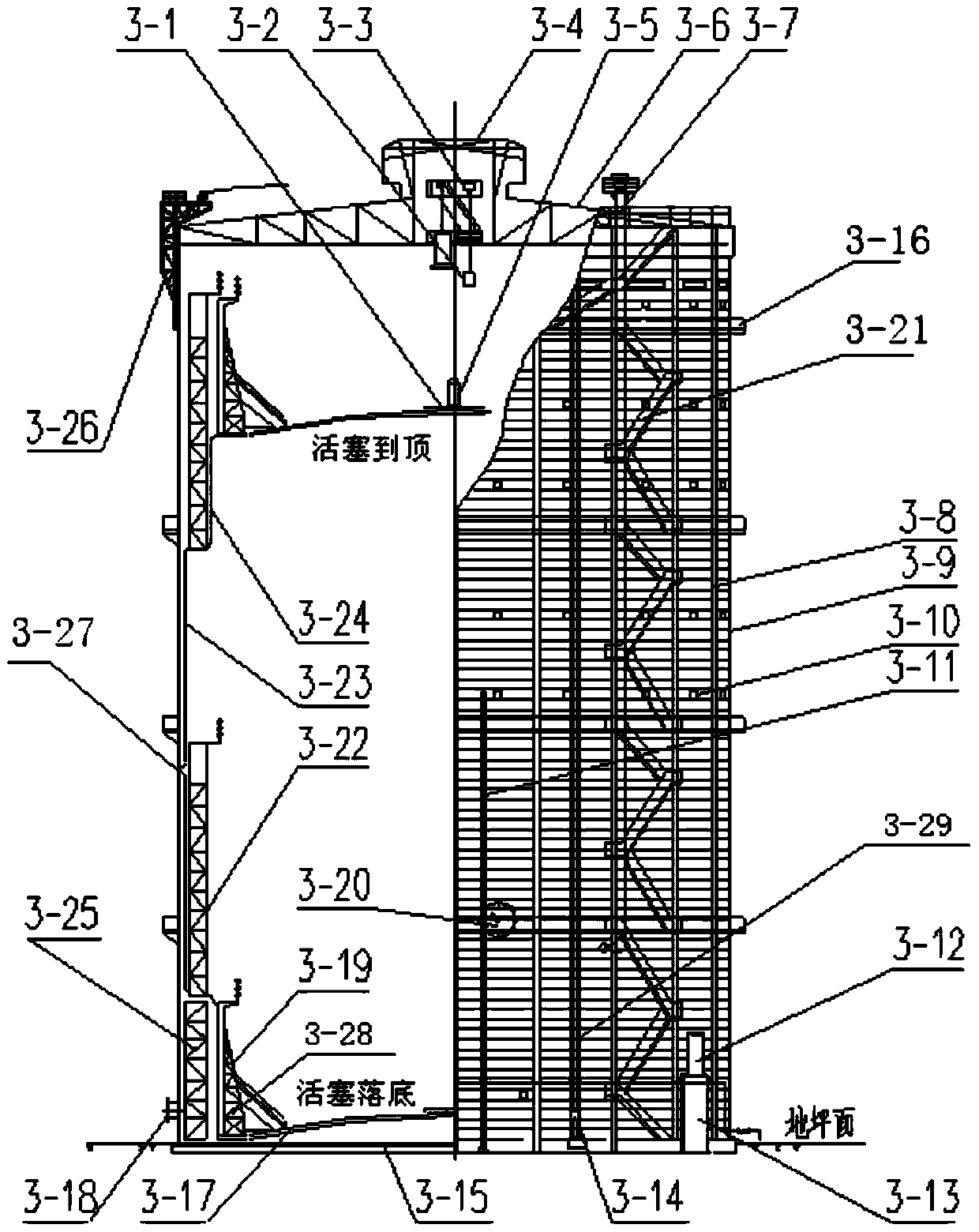 Method for rebuilding double-section rubber membrane sealed dry gas holders from polygonal thin oil sealed dry gas holders