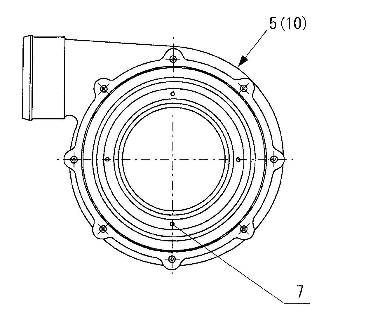 Centrifugal compressor having an asymmetric self-recirculating casing treatment
