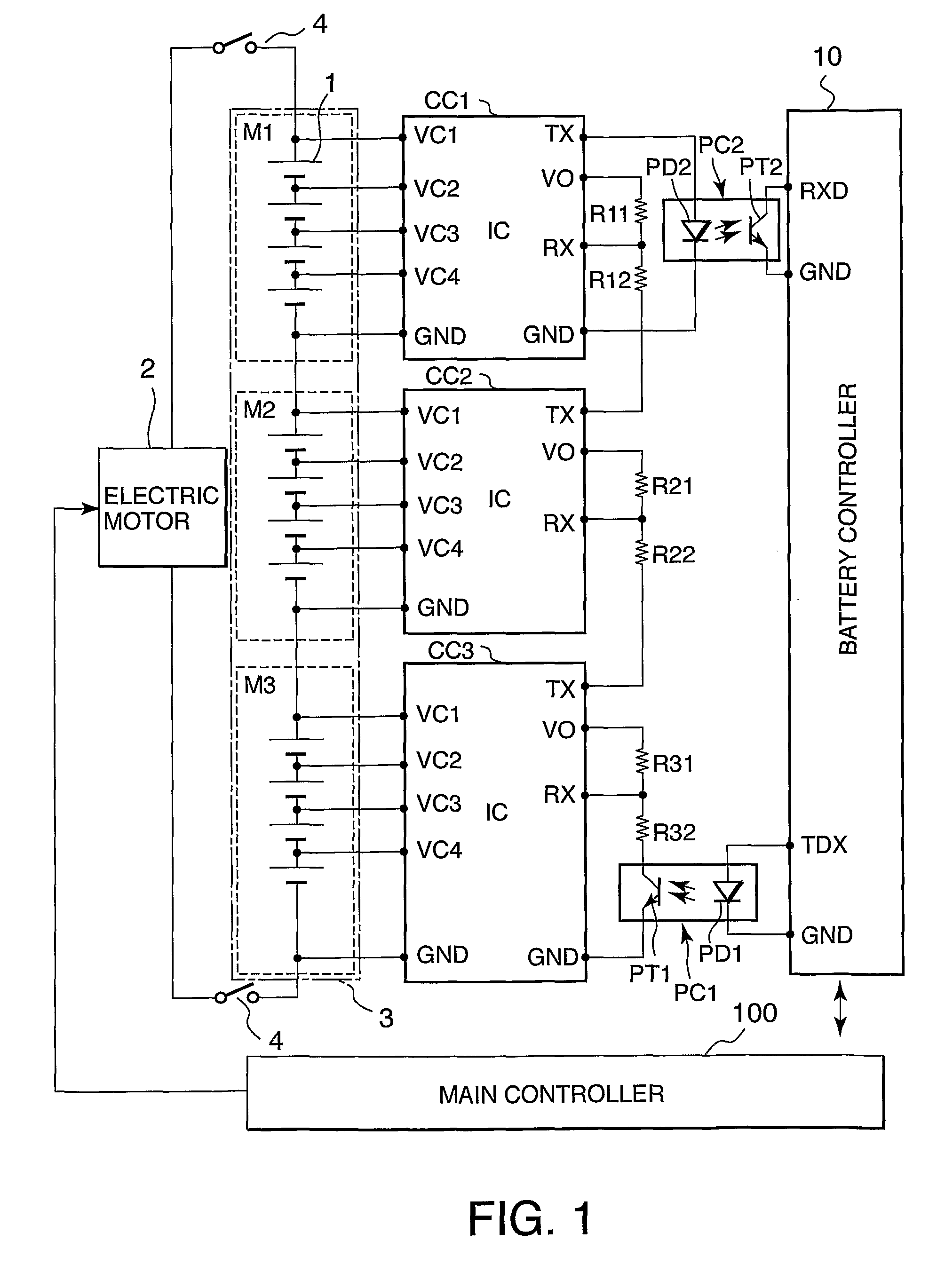Battery voltage monitoring device