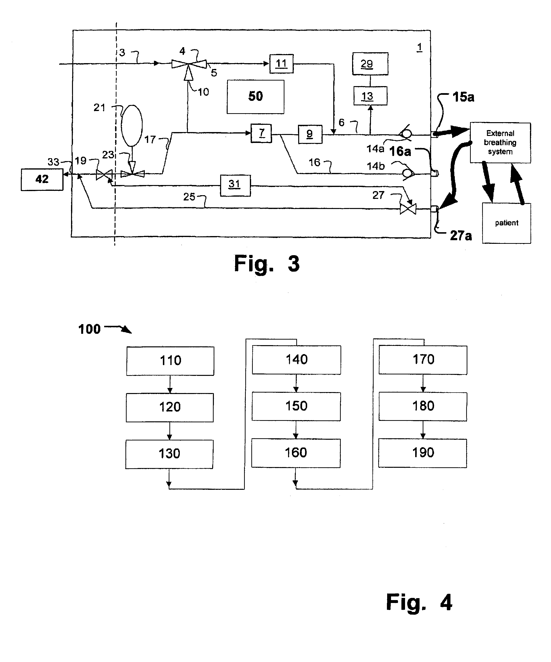 Anesthetic breathing apparatus and internal control method for said apparatus