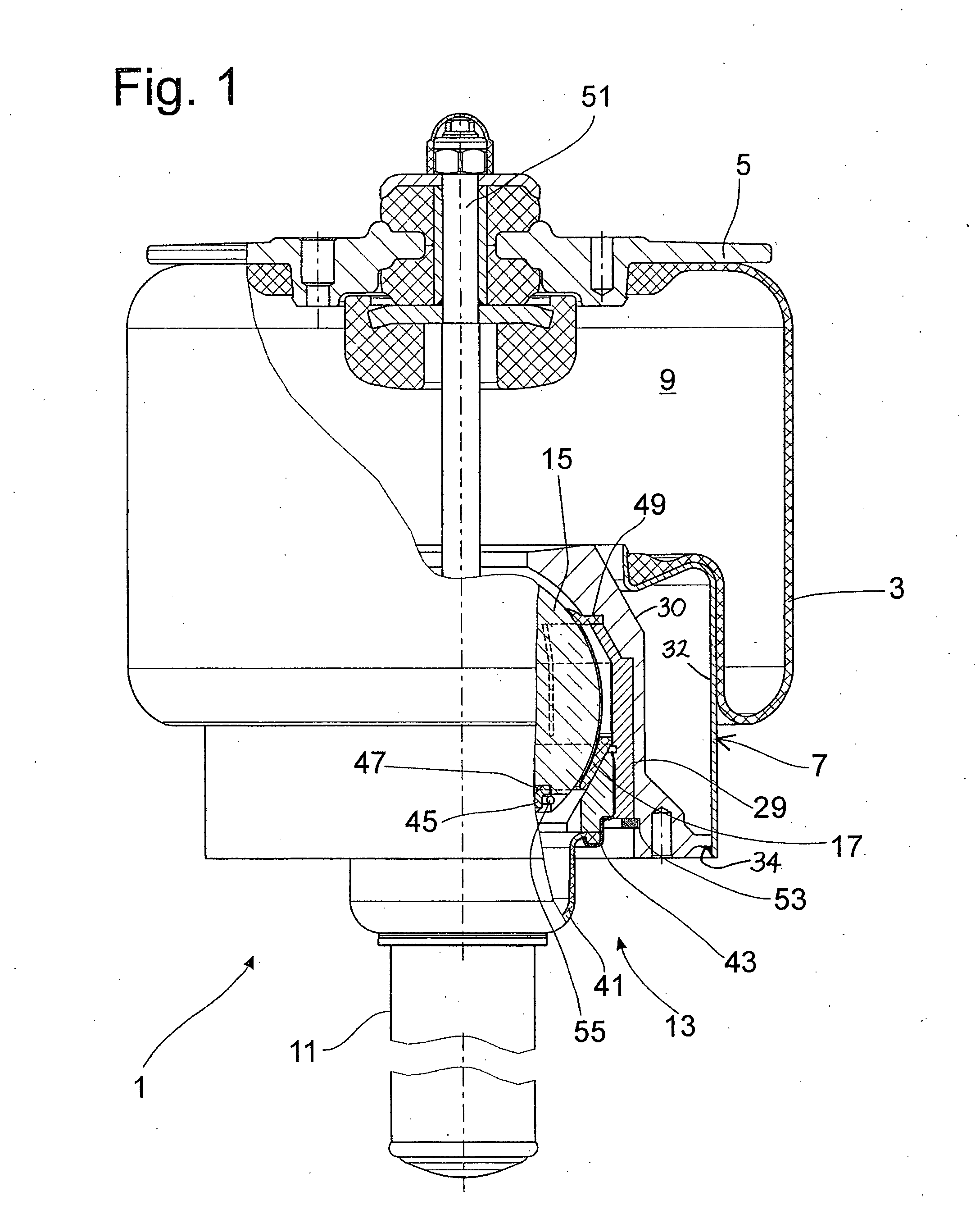 Pneumatic Spring Comprising a Ball Joint
