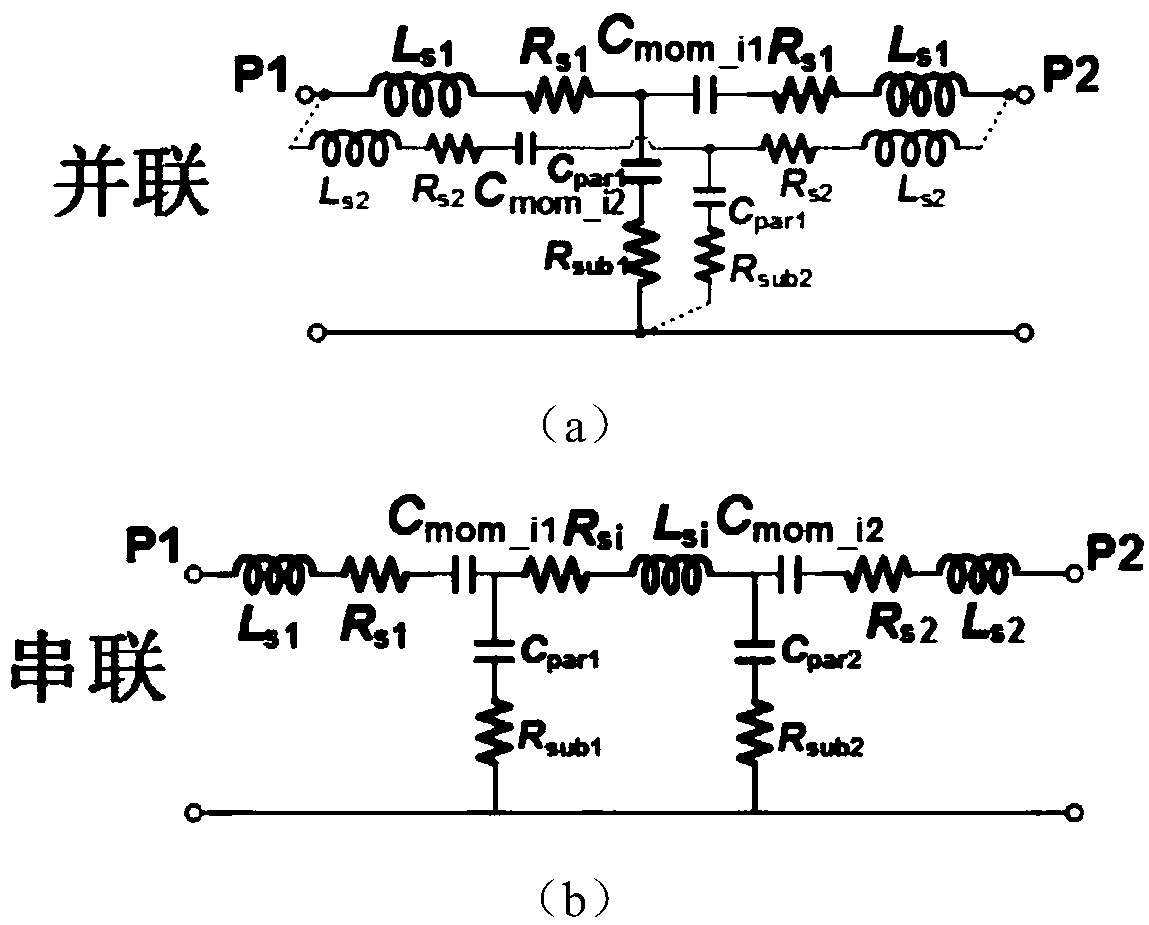 A highly balanced reverse on-chip capacitor pair structure