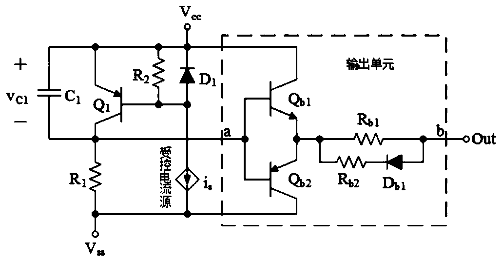 PNP BJT combined capacitor charge-discharge controller with wide operating voltage range