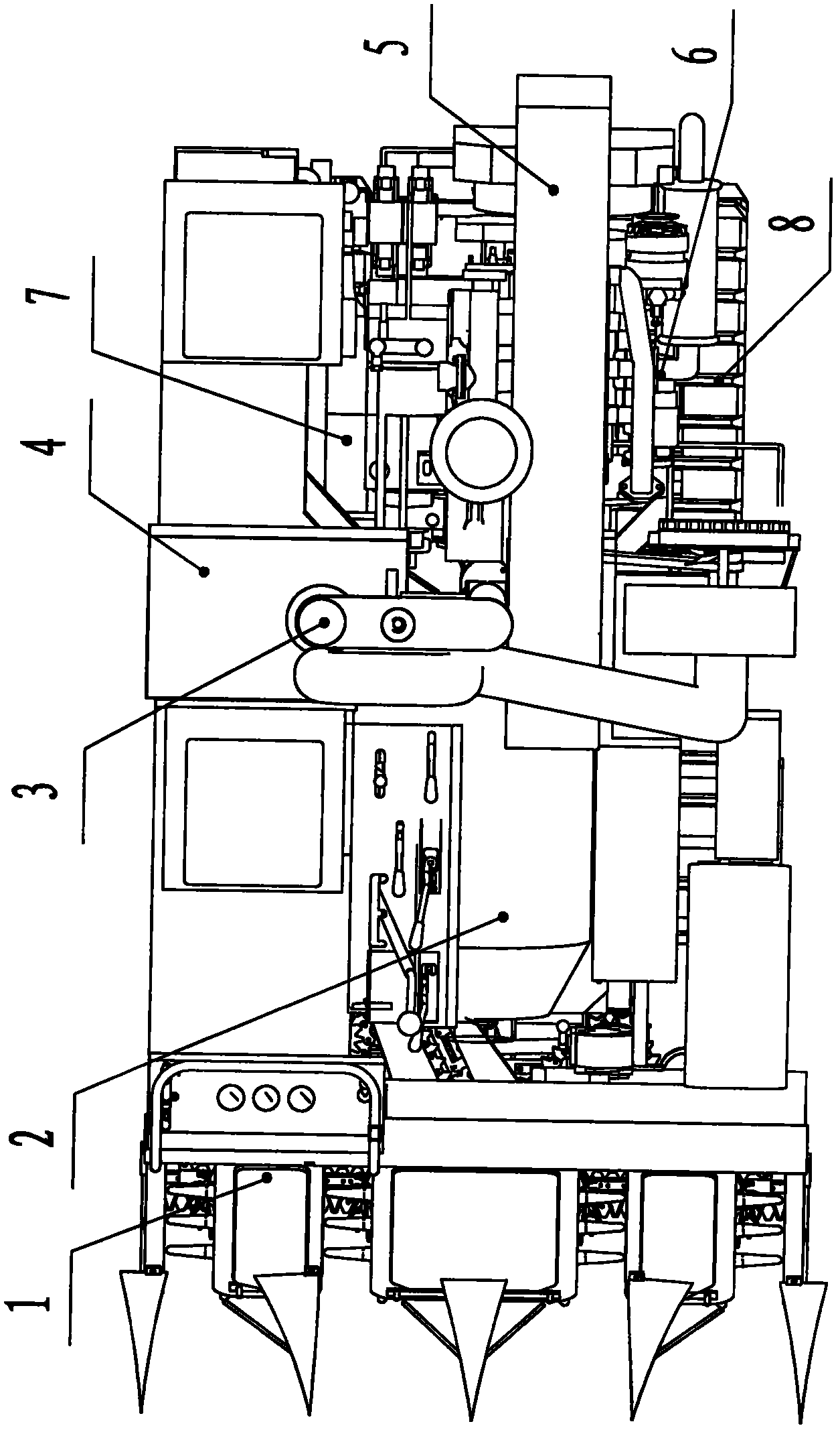 Whole-feed combine harvester with double-cutting vertical header and harvesting method thereof