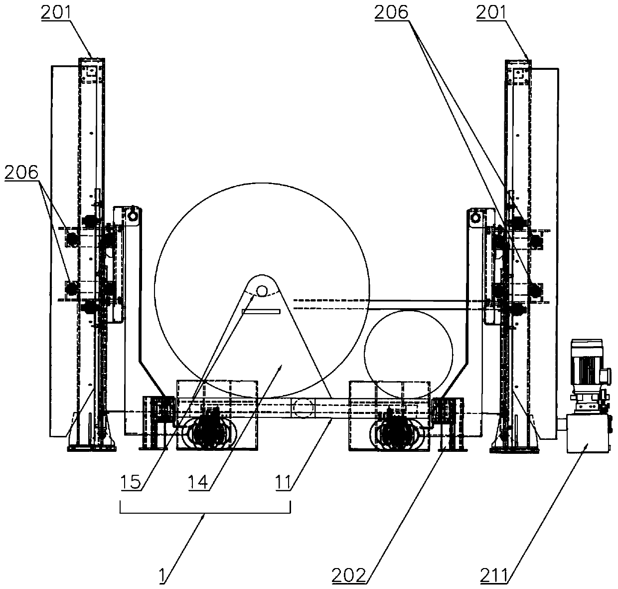 Vertical and horizontal multi-direction conveying device of heavy tyre-grade rubber