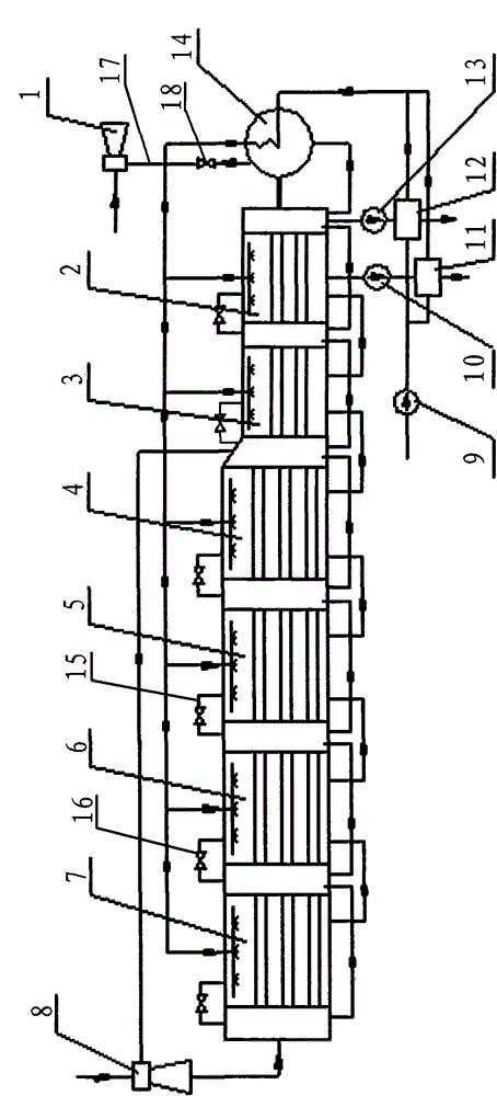 'Outside-cylinder series-connection type' non-condensable gas removing device in low-temperature multi-effect distillation seawater desalination system