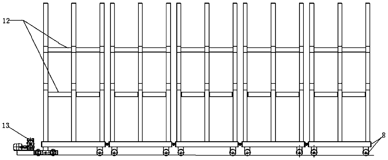 Shield tunnel internal supporting trolley system under small spacing, shallow soil covering and small radius conditions