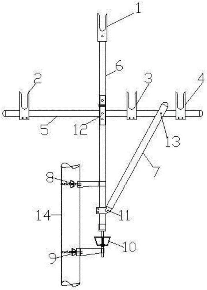 Elevating insulator cross arm for uninterrupted operation of distribution network and operation method of using elevating insulator cross arm