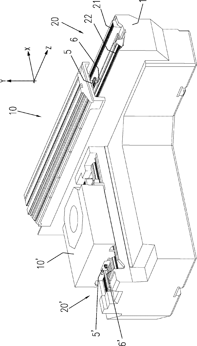 Device with a displaceable carriage and a linear guide