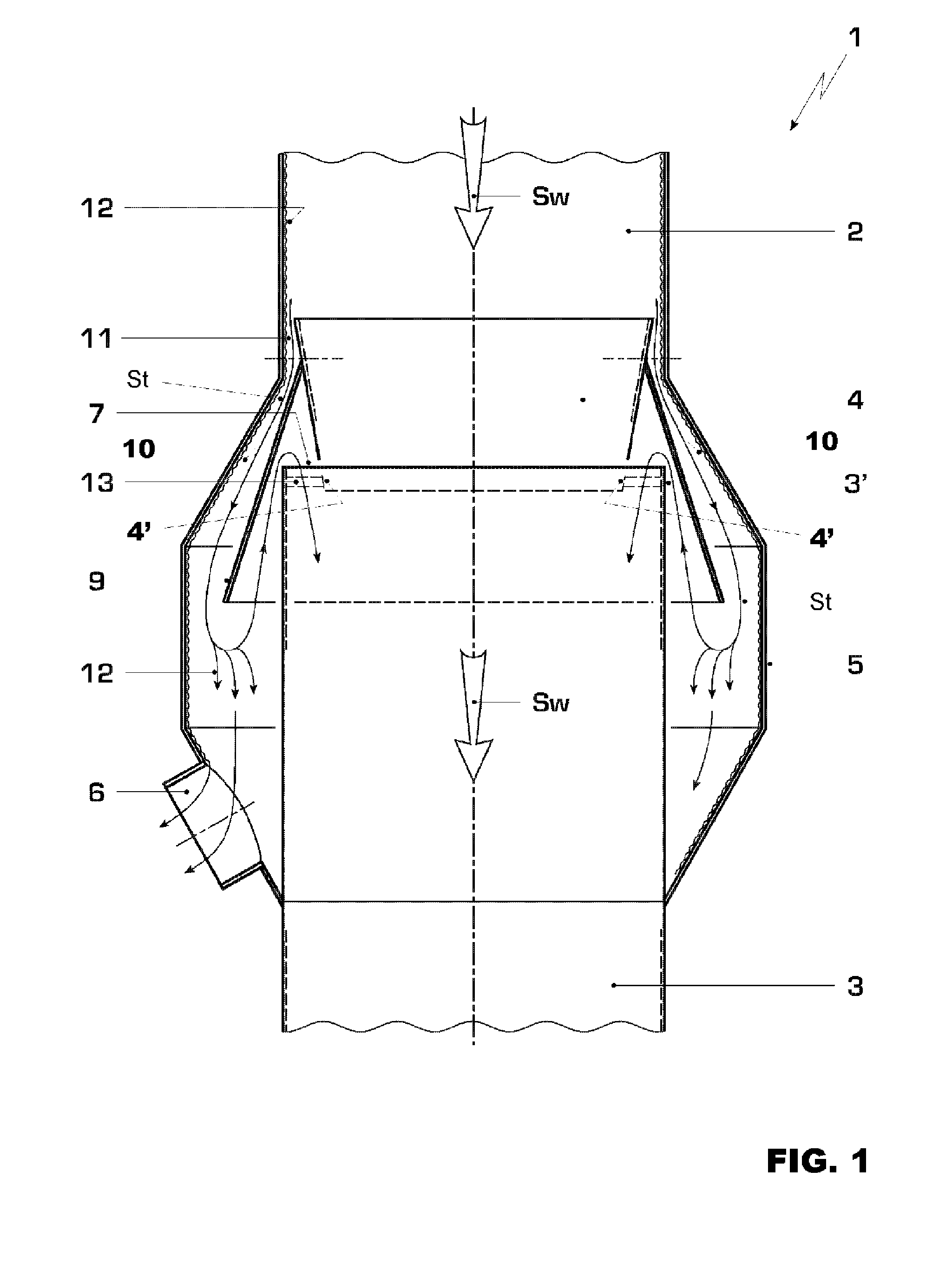 Water separator for a steam turbine plant