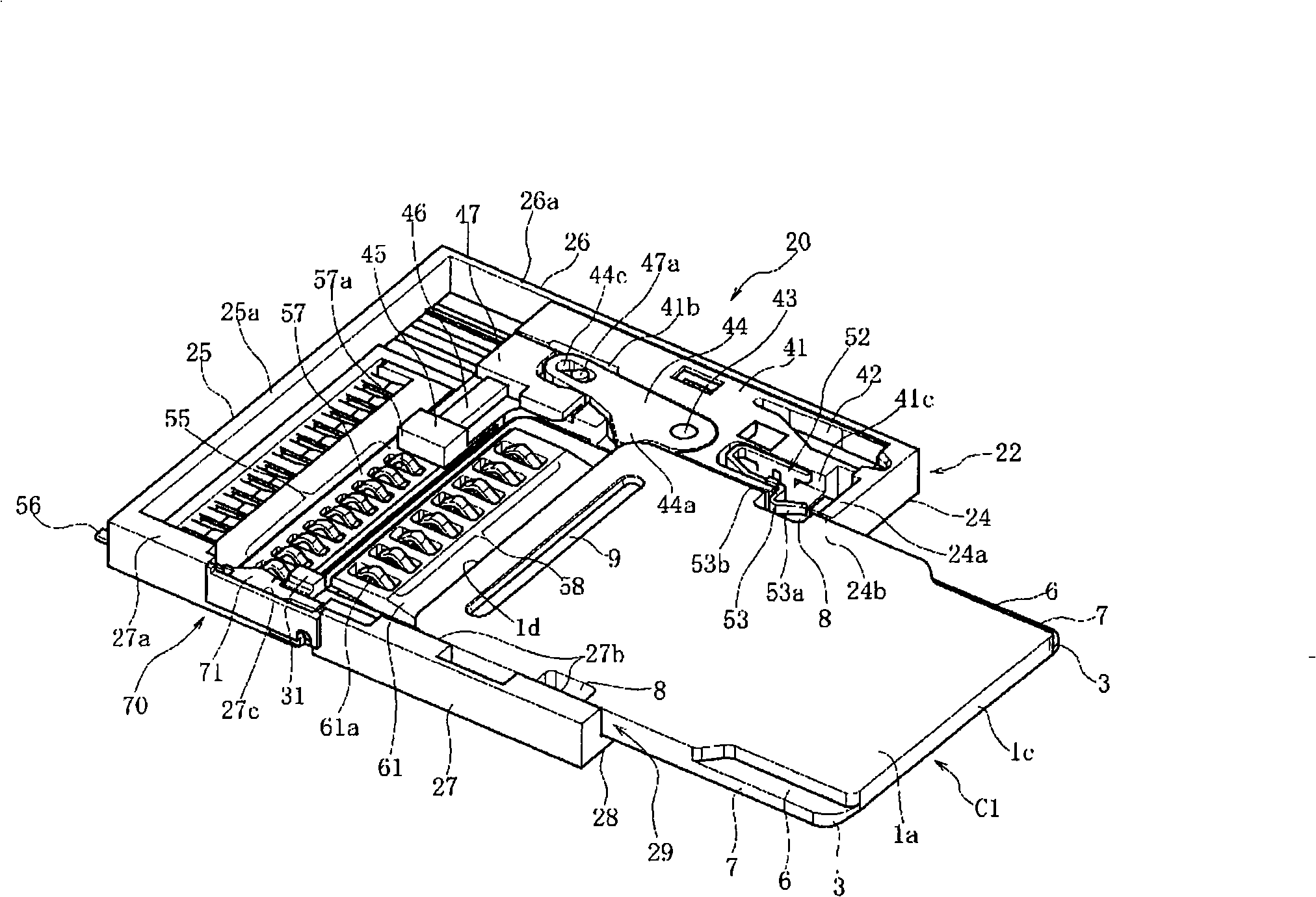 Electronic functional card and card connecting device