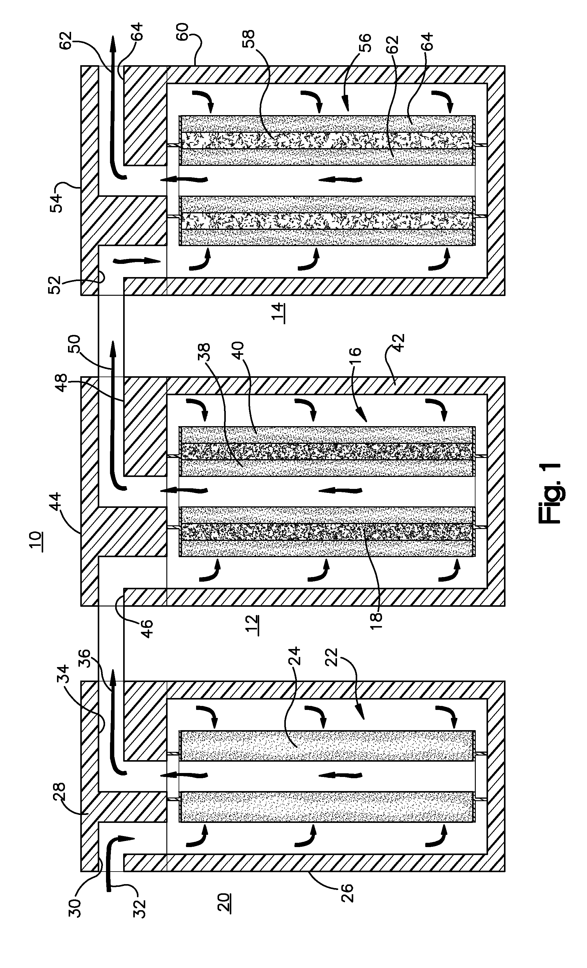 Treating liquids with pH adjuster-based system