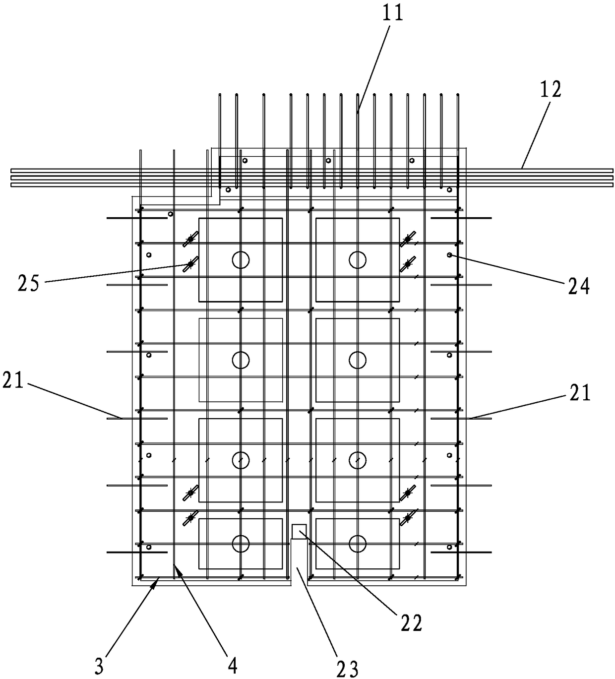 Prefabricated concrete superposed beam composite interior wall