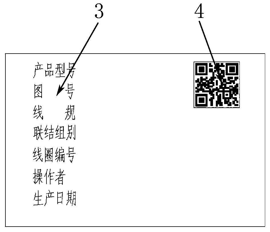 Transformer coil information identification card with two-dimensional code recognition
