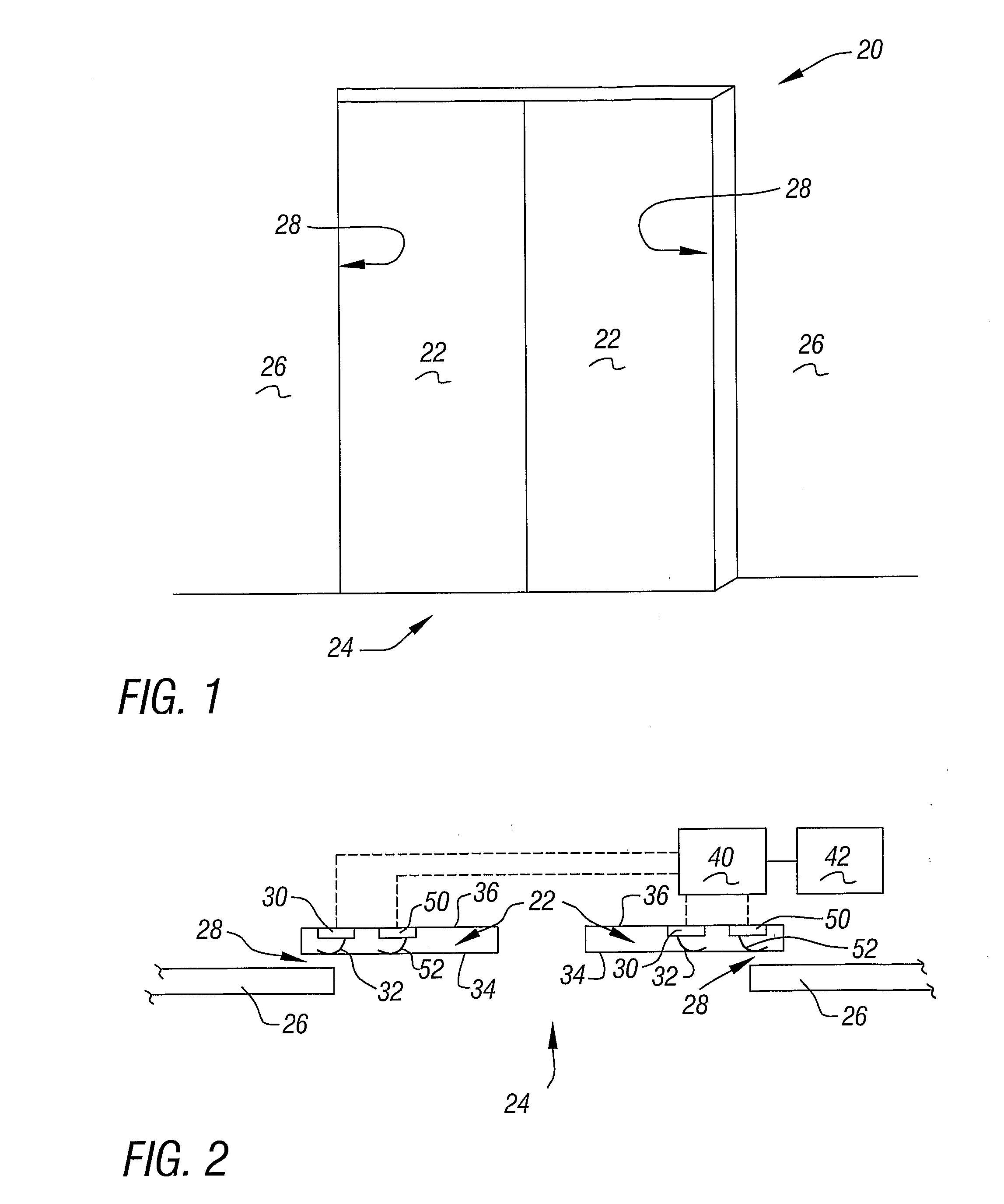 Door assembly including a sensor for controlling automated door movement