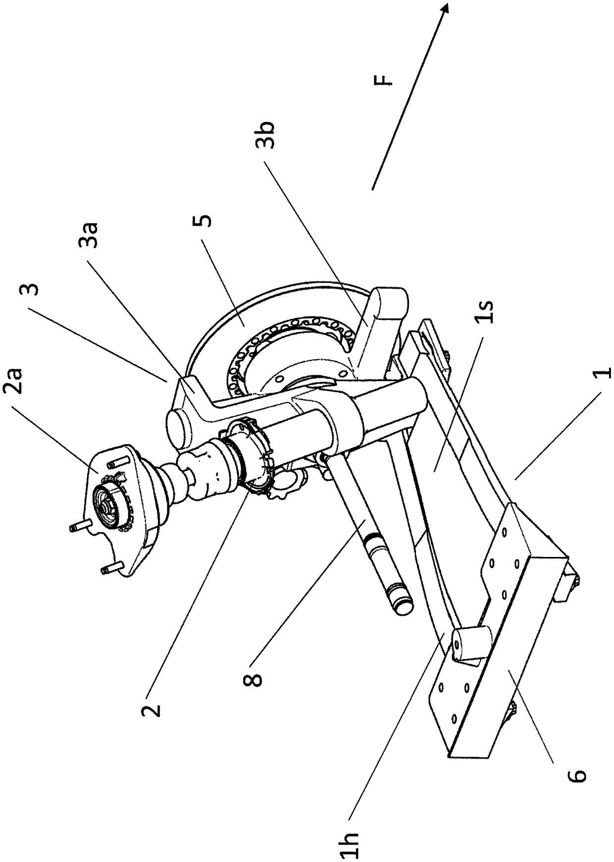 Single-wheel suspension arrangement of a vehicle having a wheel-controlling leaf spring element composed of a fiber composite material