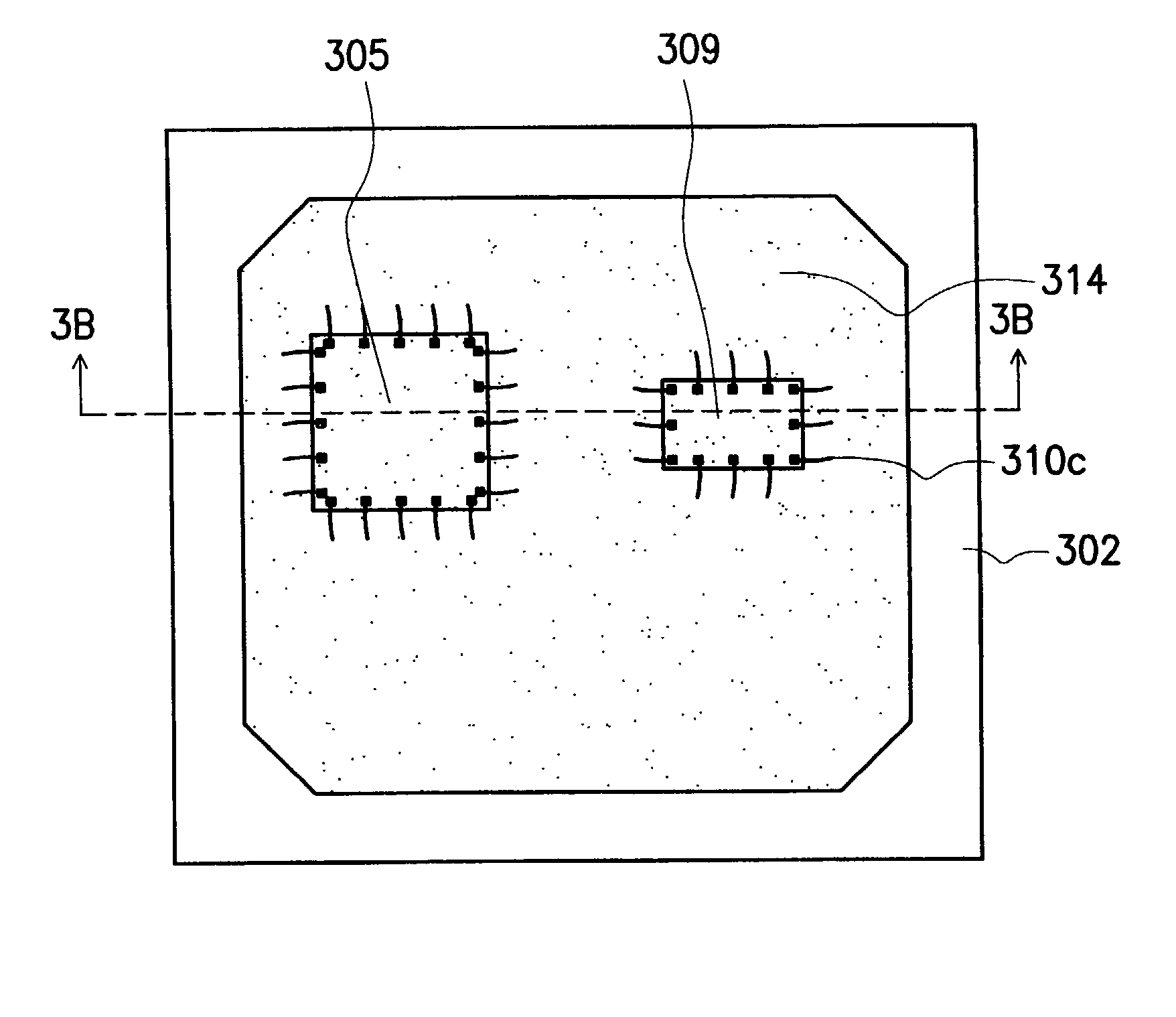 Structure of a multi chip module having stacked chips